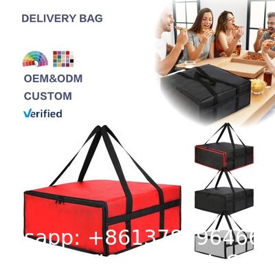 Reusable Hot Food Delivery Grocery Bag Insulated Food Thermal Pizza Shopping Bag Insulated Cooler Tote Bag Insulated Square Cooler with Logo Fresh Pizza Food Delivery Handle Wholesale Wine Cooler Bag