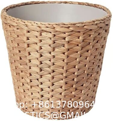 Water Hyacinth Wicker Planter Basket, Small Round Woven Basket For Plants With Metal Pot, Indoor Wicker Plant Pot Eco-Friendly Water Hyacinth Woven Plant Pot – Round Basket with Inner Saucer, Deco
