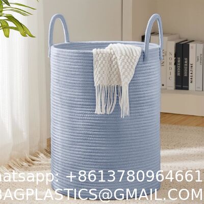 Woven Rope Laundry Hamper Basket, Tall Luandry Basket, Baby Nursery Hamper For Blanket Storage, Clothes Hamper For Laundry In Bedroom-Large-(CUSTOMIZED COLOR, 58L, 72L)