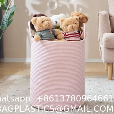 Woven Rope Laundry Hamper Basket, Tall Luandry Basket, Baby Nursery Hamper For Blanket Storage, Clothes Hamper For Laundry In Bedroom-Large-(CUSTOMIZED COLOR, 58L, 72L)