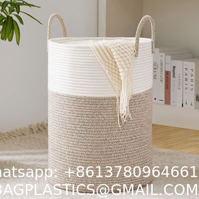 Woven Rope Laundry Hamper Basket, Tall Luandry Basket, Baby Nursery Hamper For Blanket Storage, Clothes Hamper For Laundry In Bedroom-Large-(CUSTOMIZED COLOR, 58L, 72L)