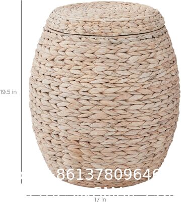 Products Vintage Multipurpose Hyacinth Storage Basket, Plant DéCor, Handwoven Organizer Tote For Bedroom, Living Room, Bathroom, W/Lid - Natural