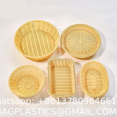 OEM Bagease Banneton Pp Kitchen Weave Plastic Food Laundry Lid Gift Hamper Bamboo Rattan Wicker Organizers Woven Storage Basket