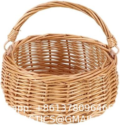 Wicker Picnic Basket With Double Leather Handles, Natural Willow Hamper For Easter Eggs Candy Wine Toy Flower Wedding Gifts