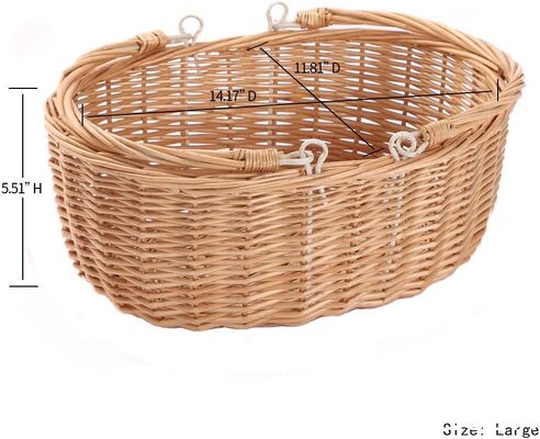 Wicker Picnic Basket With Double Leather Handles, Natural Willow Hamper For Easter Eggs Candy Wine Toy Flower Wedding Gifts