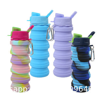 Compressible Water Bottle Lightweight Food-Grade Silicone Foldable Water Cup With Lids For Home Outdoor Travel Collapsible Water Bottle Silicone Travel Bottle Foldable Silicone Water Bottle