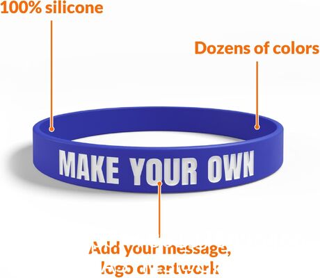 Custom Rubber Bracelets Bulk Personalized Silicone Wirstbands With Picture Text, Clipart, Logo, Message, Customzied Silicone Wristbands Bulk For Fundraisers, Awareness