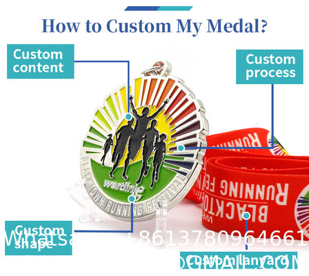 Custom Enamel Marathon Running Sport Medallion Metal Zinc Alloy 3d Custom Award Metal Zinc Alloy Sports Award Football Medallion Manufacturer Custom Gold Silver And Bronze Enamel Soccer Medal