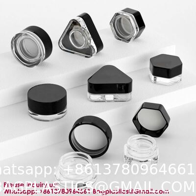 Custom Printing 3ml 5ml 7ml 9ml Triangle Clear Concentrate Oil Jar Small Concentrate Childproof Glass Jar With Lid Packaging Child Resistant Concentrate Glass Jar Mini Cream Bottles Cosmetic