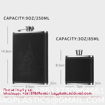 Leak Proof Engraved Flask Whisky Flask Stainless Steel Pocket Hip Flask For Liquor Stainless Steel Wine Jug Set 7 oz Portable Outdoor Small Wine Bottle Wholesale Gift Box