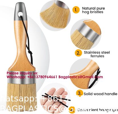 Bouldering Brush Chalk Paint Brush, Wax Paint Brush Set Of 5, Wax Brushes And Chalk Paint For Furniture DIY Art Crafts, Natural Bristle Round Oval Brush For All Painting And Waxing