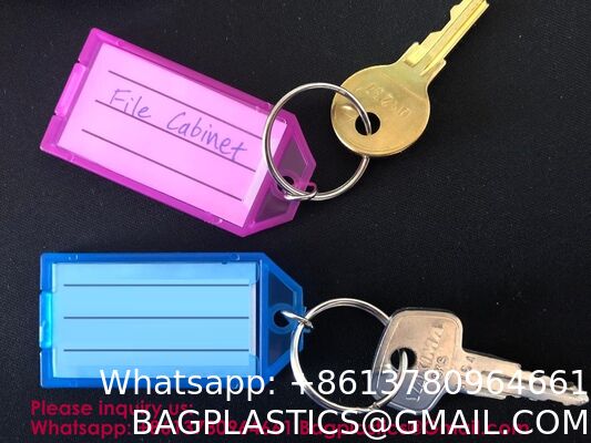Plastic Key Tags, Key Labels With Ring And Label Window, Assorted Colours,Identifiers,Name and Labels,Adapt to USB Drive,Pets,Bags Split Ring Window Lucky Line Flexible Colored