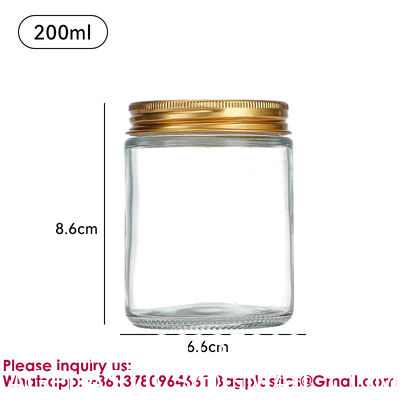 Clear Transparent Glass Cream Jars Metal Lid 4oz Spiral Mouth Aluminum Body Butter For Skin Care Cosmetic, Glass Jars Small Clear Vials with Screw Caps Tiny Containers