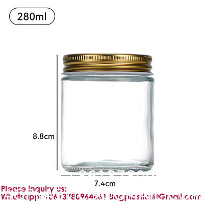 Clear Transparent Glass Cream Jars Metal Lid 4oz Spiral Mouth Aluminum Body Butter For Skin Care Cosmetic, Glass Jars Small Clear Vials with Screw Caps Tiny Containers