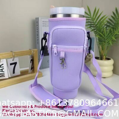 Water Bottle Carrier Bag Holder 40 Oz Tumbler Cup Accessories Neoprene Pouch Sleeve With Adjustable Crossbody Strap