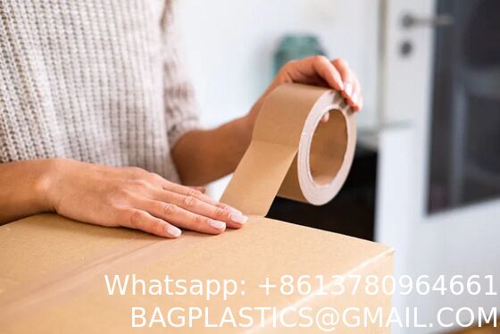 Recyclable Packaging Tape Self Adhesive Box Tape For Shipping, Sealing, Moving & Masking Eco-Friendly Kraft Paper Tape, Biodegradable Heavy Duty Packing Tape