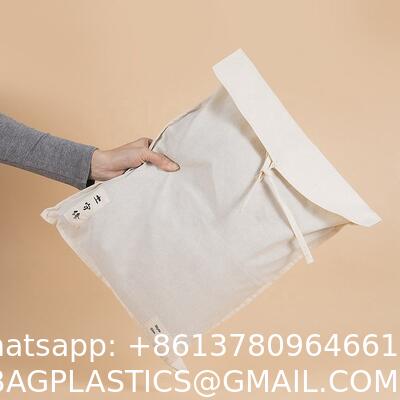 OEM ODM Logo Size Reusable Cotton Fabric Dust Bag, Cover Bags, 100% Natural Muslim Cotton Envelope Gift Packaging Pouch Dust Bag For Clothes Lingerie Storage