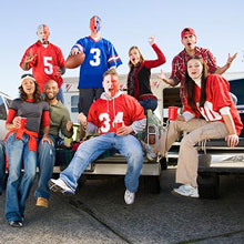 Durable plastic reusable stadium cups for tailgating, BBQ, parties, birthdays. Lots of colors.