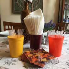 Reusable stadium cups can be used for holding snacks, straws, silverware, napkins. Not just drinks.