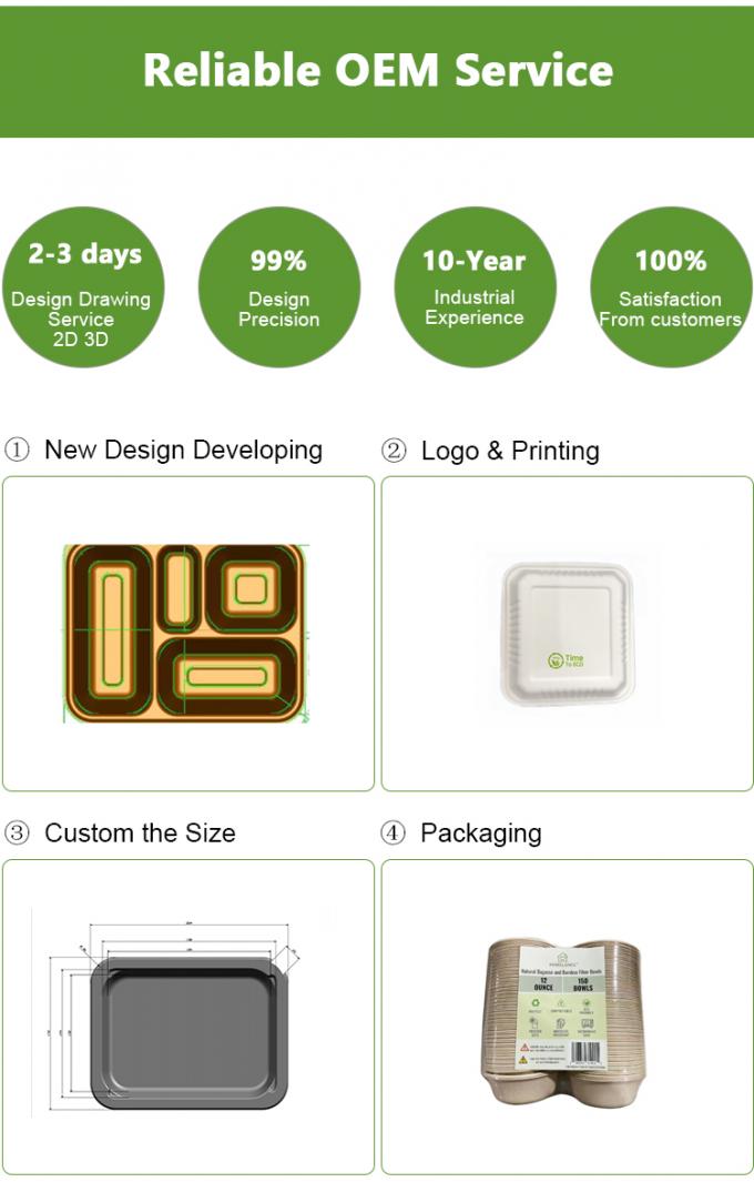 Custom Biodegradable Sugarcane Bagasse Pulp Fiber Fast Food Packing Paper Box Bio Degradable Takeaway To Go Container Packaging