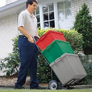 장착 된 뚜?? 을 가진 중량 고형 플라스틱 토트 저장 상자 물류 및 이동 컨테이너를위한 재활용 할 수 있는 쌓일 수 있는 상자 0