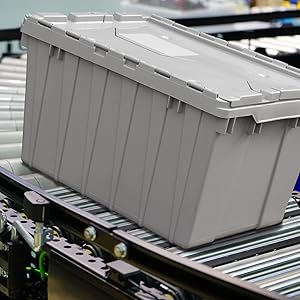 장착 된 뚜?? 을 가진 중량 고형 플라스틱 토트 저장 상자 물류 및 이동 컨테이너를위한 재활용 할 수 있는 쌓일 수 있는 상자 5