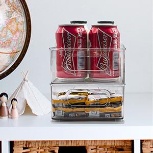 적층형 냉장고 정리함 투명 주방 정리함 손잡이 달린 용기 보관함 플라스틱 백 보관용, 팬트리, 캐비닛, 선반, 서랍, 냉동고 - 식품 안전 1