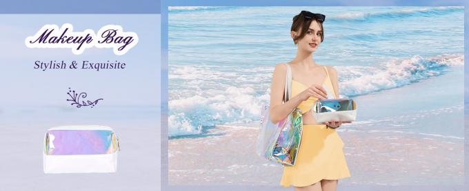 Custom Beach Bag Wholesale Pvc Shopping Bag Luxury Waterproof Holographic Clear Tote Bags With Logo Women Cosmetic Handbags 2
