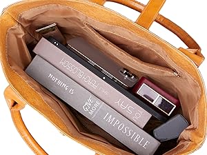 Tyvek And Kraft Paper Tote Bag, Large Size With Long Strap, Washable Eco Friendly Bag For Home, Office, Travel Tote Bag Women’s Kraft Paper Work Handbags Purses with Top Handle 2