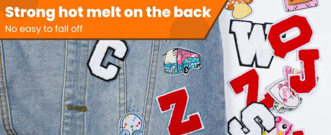 Chenille Letter Iron On Patches Red Iron On Letters Patches For Clothing A-Z, Chenille Letters For Clothes, Dress, Hat, Socks, Jeans, Accessories 3