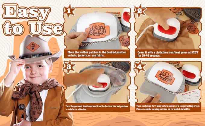 Best Supplier China Manufacturer Hot Sale Debossed Leather Logo Name Label Iron On Sew On Custom Leather Patch For Caps Hats Jeans 0