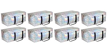Heavy Duty Moving Bags 24-Gallon Extra Large Waterproof Foldable Clothing Storage Totes Bags With Zipper,Reinforced Handles,Packing Moving Boxes For Dorm & Seasonal Storage,Iridescent 7