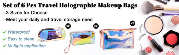 Holographic Makeup Bags Set, Clear Iridescent Cosmetic Bags, Portable Waterproof Toiletry Bag, Travel Zippered Makeup Organizer Cosmetic Pouch for Women, Mothers Day Gifts 1