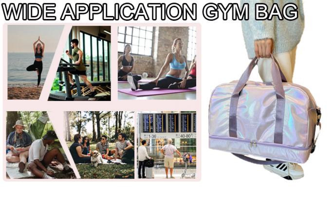 Holographic Shimmering Gym Duffle Bag With Shoes Compartment & Wet Pocket, Women Weekend Overnight Travel Bag Gymnastic Dance Bag For Girl 3