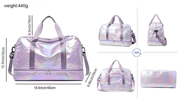 Sports Duffel Travel Bag, Gym Bag With Shoes Compartment,Sports Duffle Bag For Girls,Waterproof Travel Gym Tote Bags For Women,Purple 1