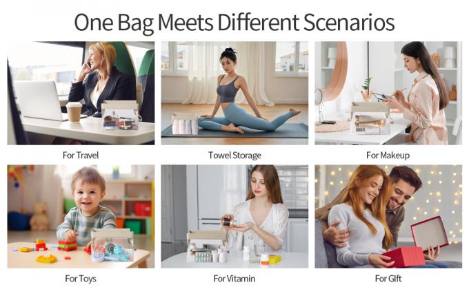 생물분해 가능 재활용 가능한 지속가능한 투명 여행 화장품 가방 자석 폐쇄장치, 여성과 남성용 메이크업 가방, 여행용 화장품 가방 3