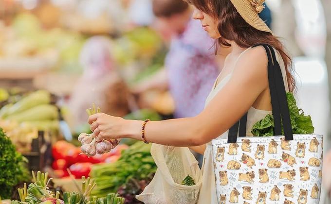 새로운 패션 캔버스 비치 백 여성 숄더백 심플 토트 백 대용량 숄더 핸드백 구매 4