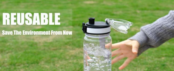 물병, 32oz 동기 부여 스포츠 물병 시간 표시기와 함께 - 마실 시간 - 트리탄, BPA 무료, 넓은 입 누출 방지, 선명 (1 병) 1