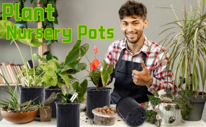 Gallon Plant Nursery Pots,Plastic Pots With Drainage Holes,Garden Flower Container Seedling Pot With White Label For Planting,Cuttings,Transplanting,Home Garden 0