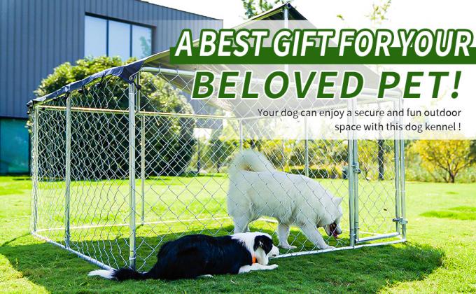 Outdoor Dog Enclosure Heavy Duty Dog Kennel House Mesh Dog Big Cage Pet Kennel Steel Fence with Secure Lock High Quality Dog Cage Dog Cages Metal Kennels 0
