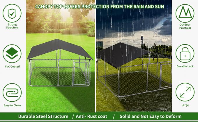 Outdoor Dog Enclosure Heavy Duty Dog Kennel House Mesh Dog Big Cage Pet Kennel Steel Fence with Secure Lock High Quality Dog Cage Dog Cages Metal Kennels 3