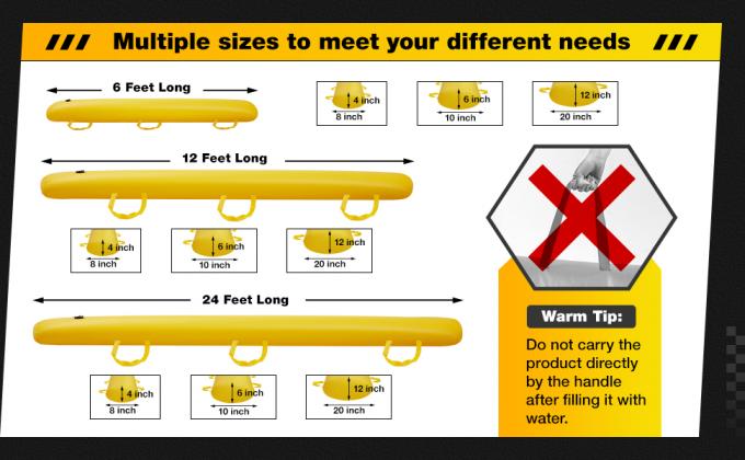 Flood Barriers For Home Reusable Flood Prevention Barriers Water Barrier For Flooding PVC Flood Bags Sandbag Alternative PVC Water Diversion Tubes With Fixed Handle (6 Ft X 20 In X 12 In) 1