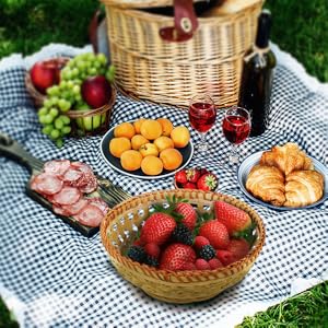 Natural Bamboo Bread Baskets, 3 Pack Hand Woven Round Fruit Baskets For Serving, Handmade Picnic Basket, Wicker Decoration Storage For Living Room Kitchen Restaurant 1