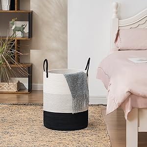 Woven Rope Laundry Hamper Basket, Tall Luandry Basket, Baby Nursery Hamper For Blanket Storage, Clothes Hamper For Laundry In Bedroom-Large-(CUSTOMIZED COLOR, 58L, 72L) 2