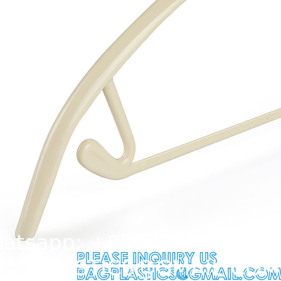Garment Usage Custom Thick Bulk Space Saving Ivory Rubber PVC Coated Body Metal Coat Cloth Hanger With PVC Bar