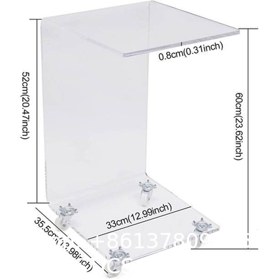 Acrylic Nightstand, End Table, Side Table With Wheels Casters, clear furniture crafts acrylic Bookcase Bookshelf
