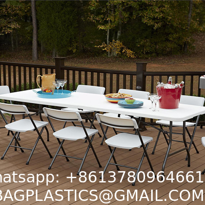 Folding 8 Seater Plastic Table For Dining Customize Square Lightweight Long White Portable Outdoor Theme Party