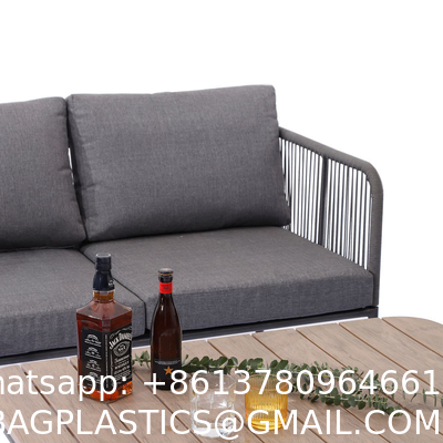 Outdoor Conversation Bistro Set, Courtyard Balcony Hollow Weaving Open Wicker Garden Rattan Furniture Sofa Set