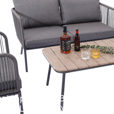 Outdoor Conversation Bistro Set, Courtyard Balcony Hollow Weaving Open Wicker Garden Rattan Furniture Sofa Set