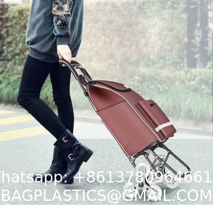 High Quality Wholesale 6 Wheel Foldable Aluminium Alloy Collapsible Carts Shopping Trolley With Seat